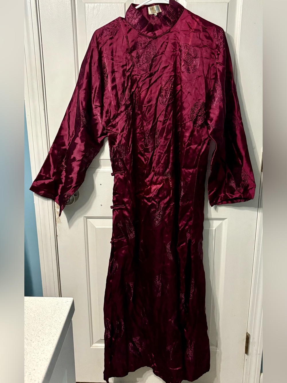 Elegant Burgundy Satin Maxi Dress
